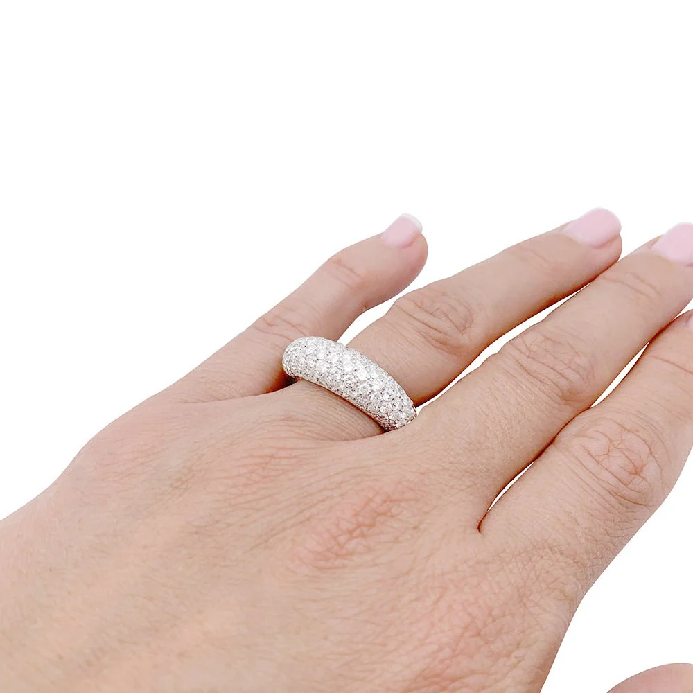 Bague pavage en or blanc, diamants. - Image 5