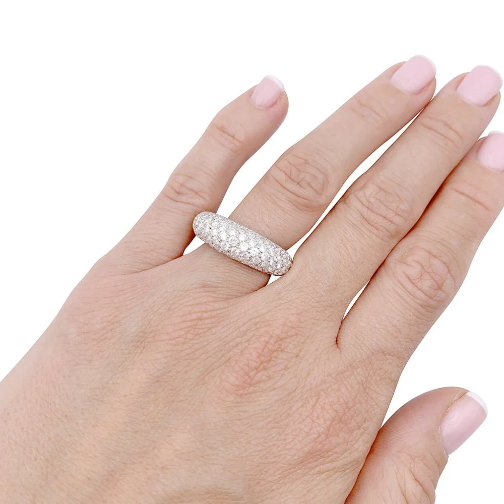 Bague pavage en or blanc, diamants. - Image 6