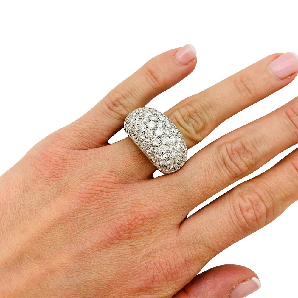 Bague pavage en or blanc, diamants - Image 7