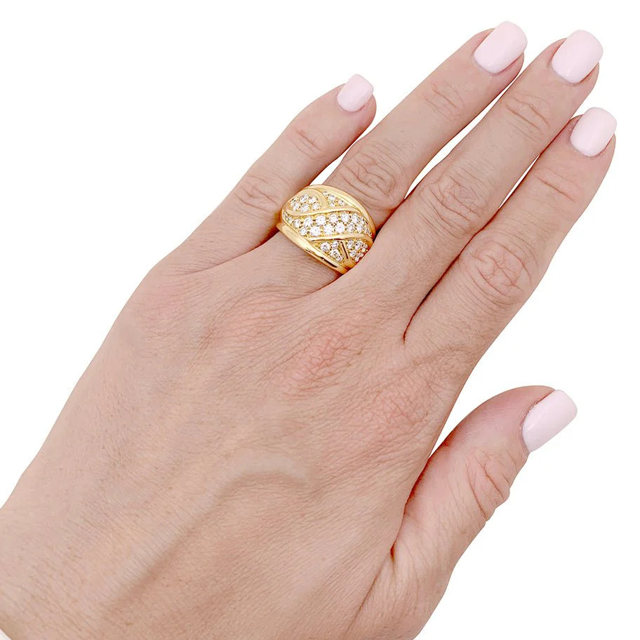 Bague bandeau pavage or jaune, diamants. - Image 6