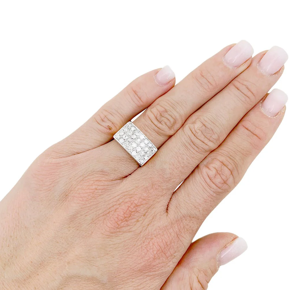 Bague pavage or rose, platine, diamants. - Image 2