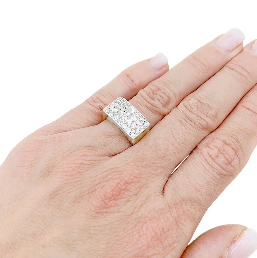Bague pavage or rose, platine, diamants. - Image 3
