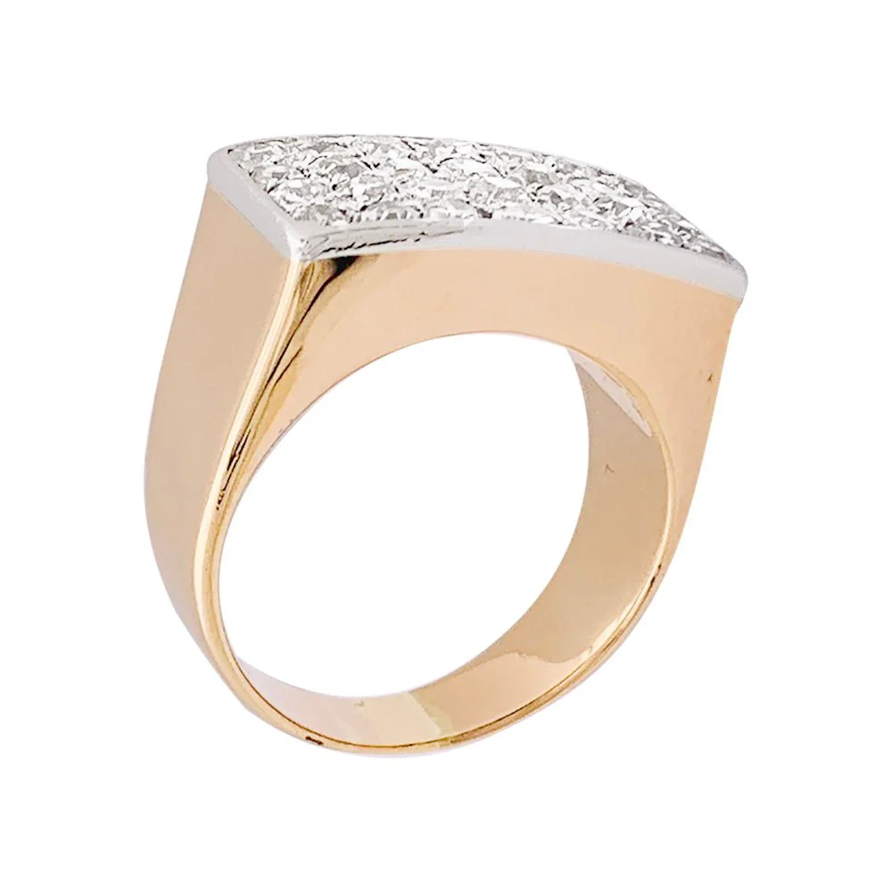 Bague pavage or rose, platine, diamants. - Image 6