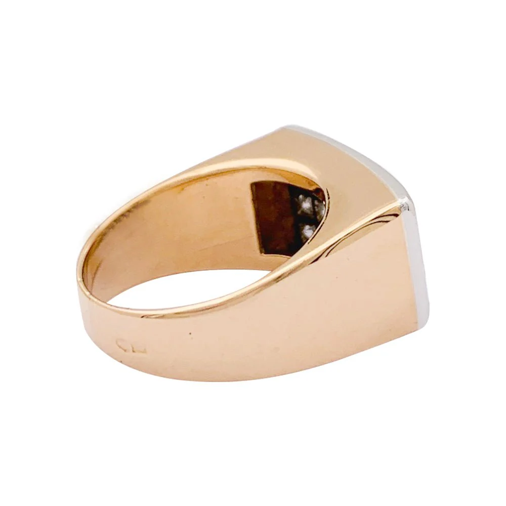 Bague pavage or rose, platine, diamants. - Image 7