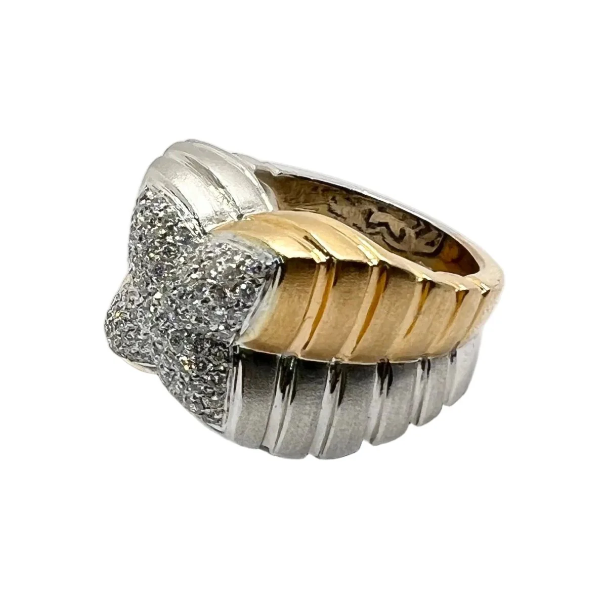 Bague Pavée BULGARI en or jaune, or blanc et diamants - Image 2