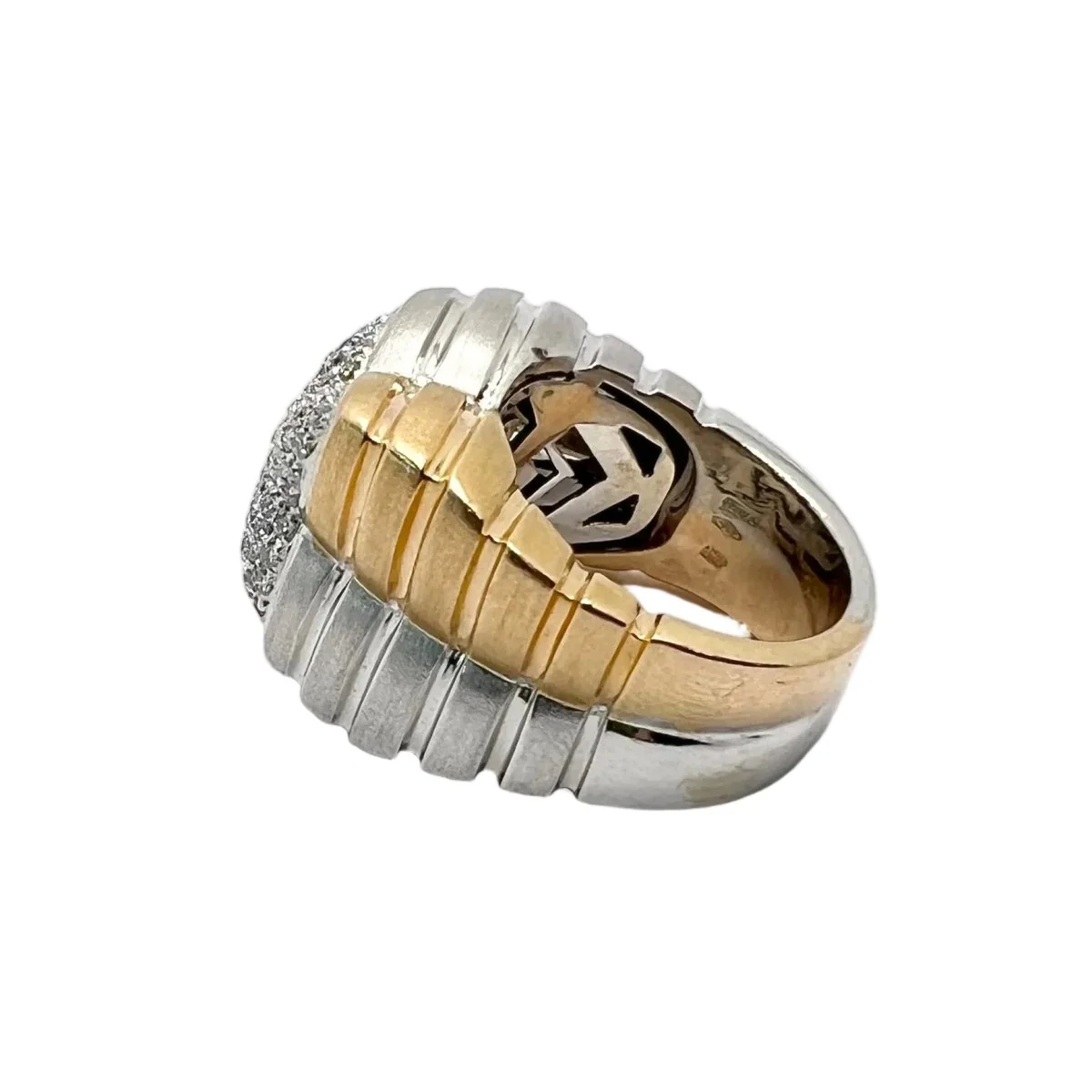 Bague Pavée BULGARI en or jaune, or blanc et diamants - Image 3