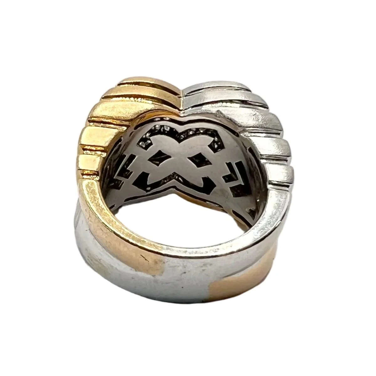 Bague Pavée BULGARI en or jaune, or blanc et diamants - Image 4