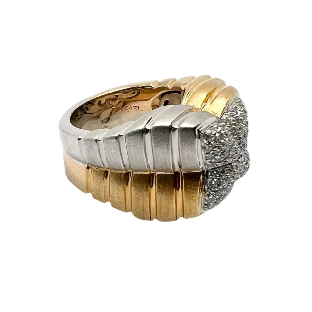 Bague Pavée BULGARI en or jaune, or blanc et diamants - Image 6