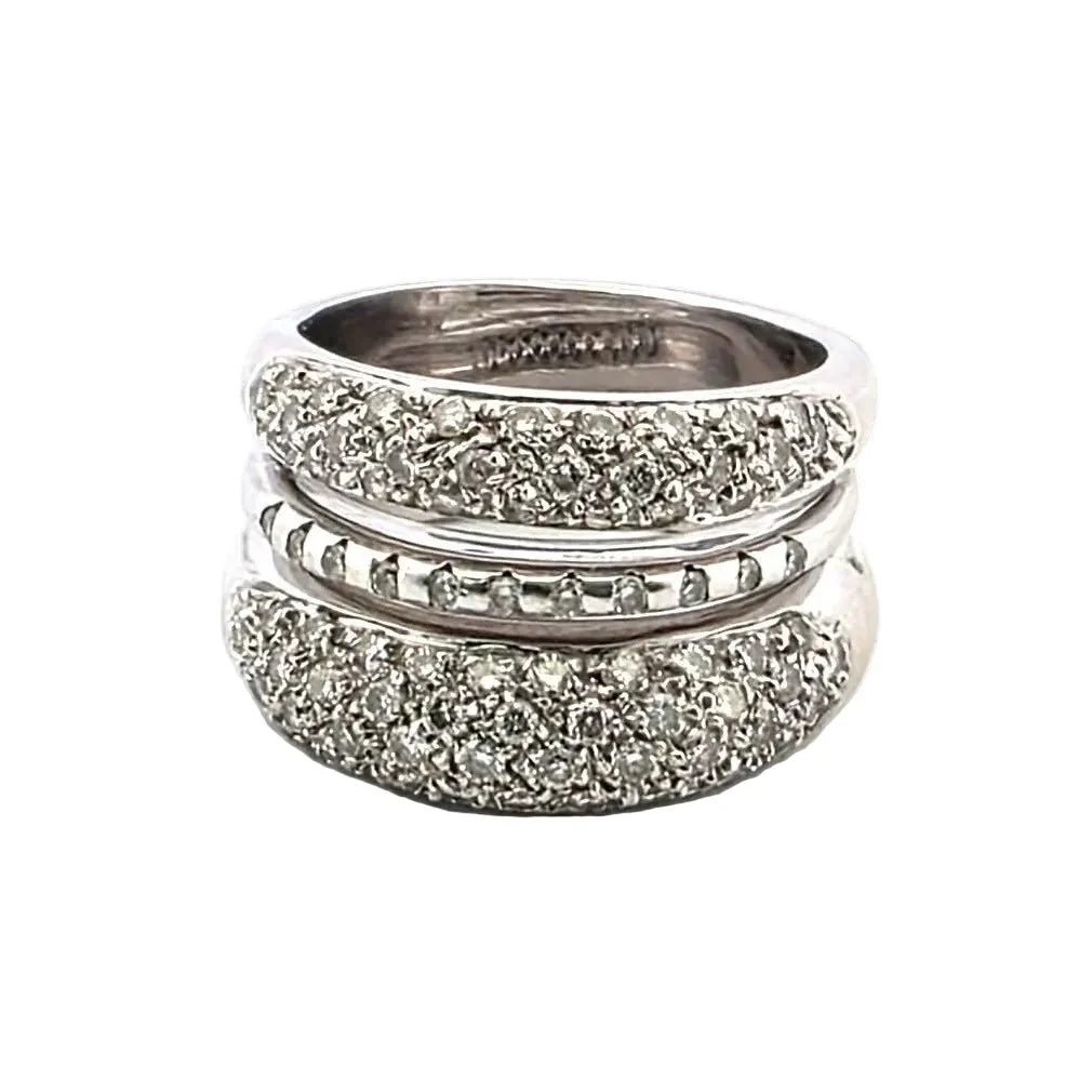 Bague Pavée en or blanc et diamants