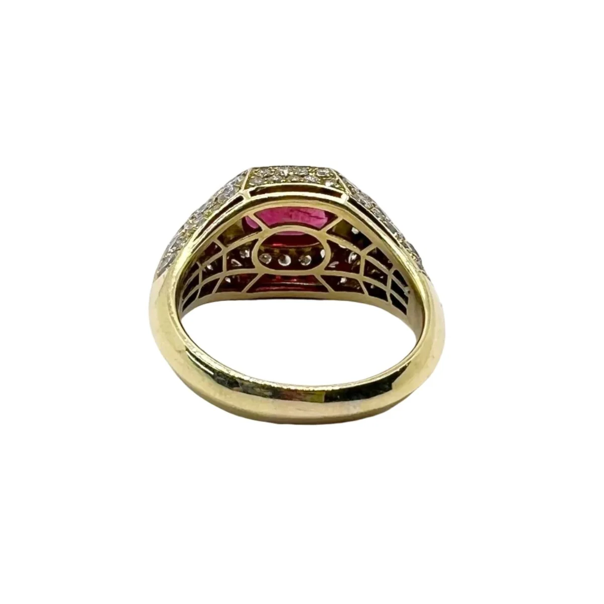 Bague Pavée en or jaune, rubis et diamants - Image 4