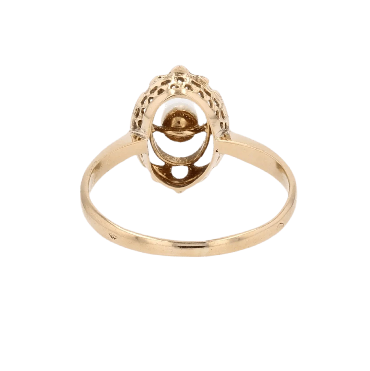 Bague Marquise en or jaune et perle - Image 4