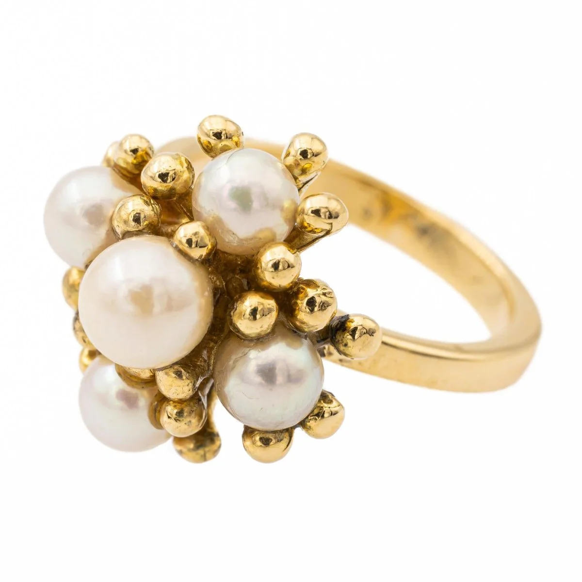 Bague en or jaune et perles - Image 3