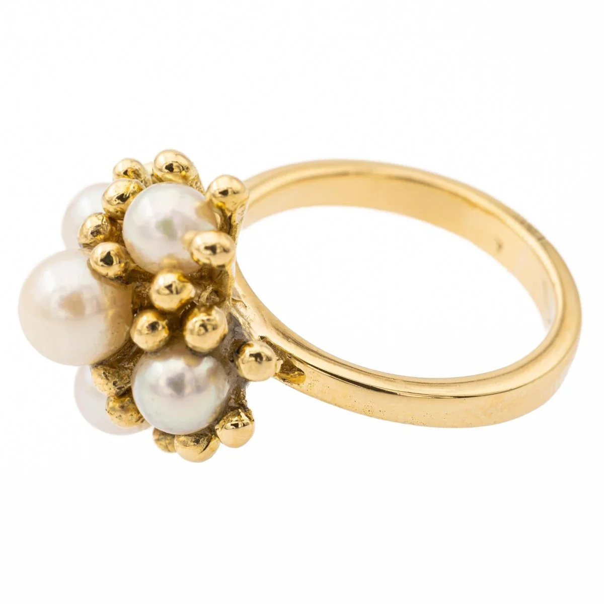 Bague en or jaune et perles - Image 4
