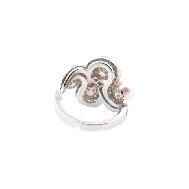 Bague Trilogie en or blanc, perles et diamants - Image 4