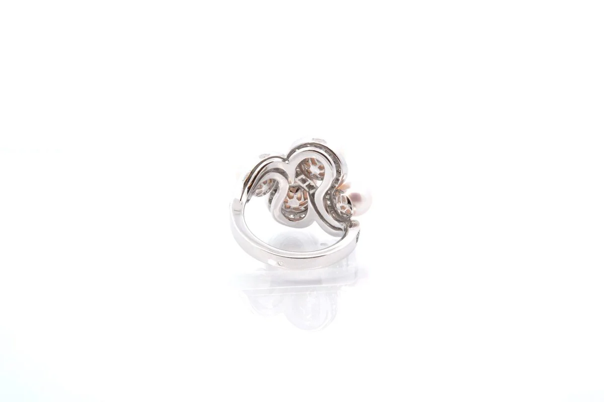 Bague perles et diamants en or - Image 6