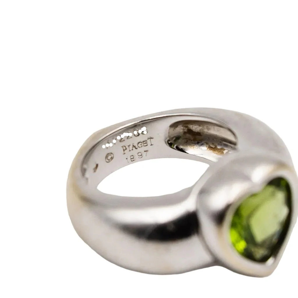 Bague Jonc PIAGET "Coeur" en or blanc et péridot - Image 5
