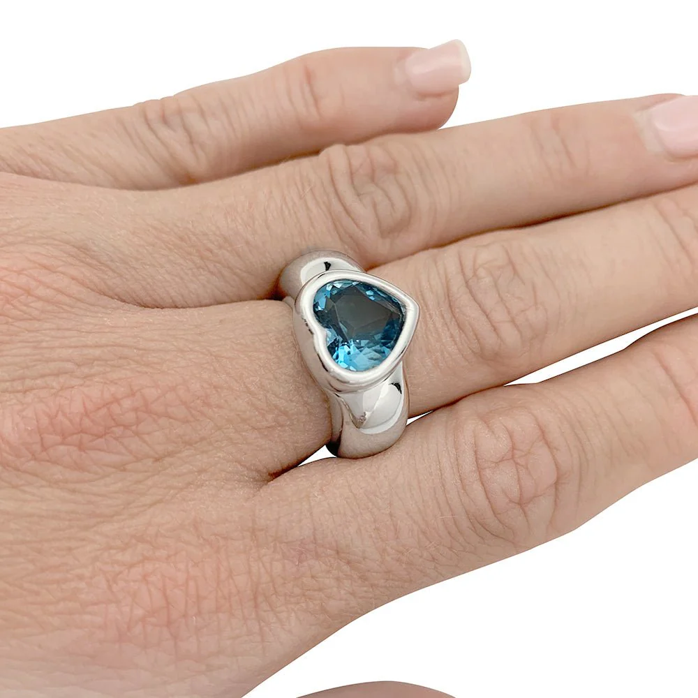 Bague Piaget, "Coeur", or blanc et topaze - Image 5