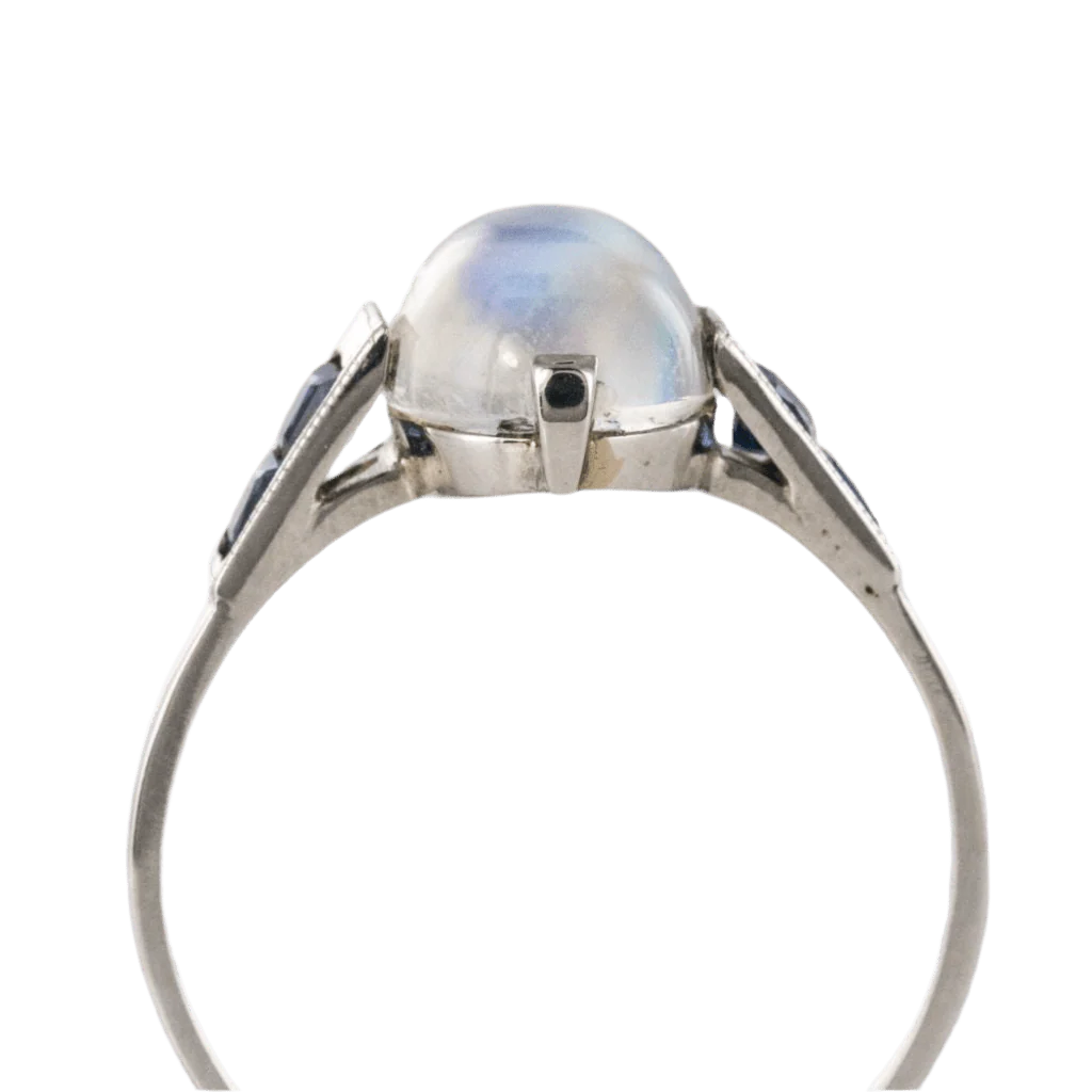 Bague Cocktail BAUME en or blanc, pierre de lune et saphirs - Image 4