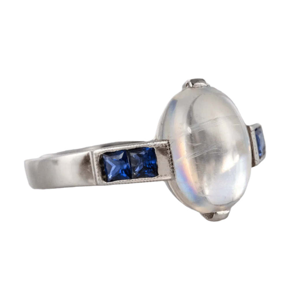 Bague Cocktail BAUME en or blanc, pierre de lune et saphirs - Image 5