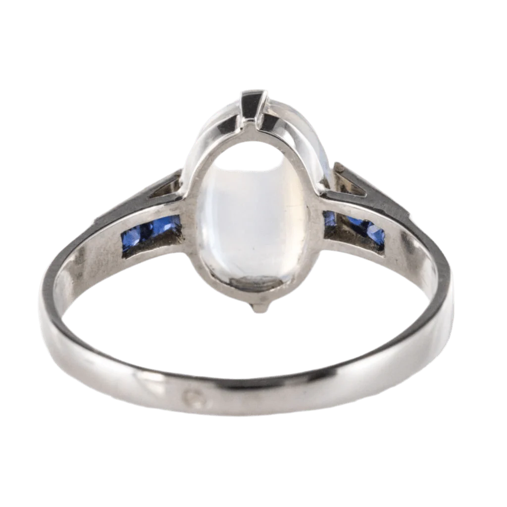 Bague Cocktail BAUME en or blanc, pierre de lune et saphirs - Image 6
