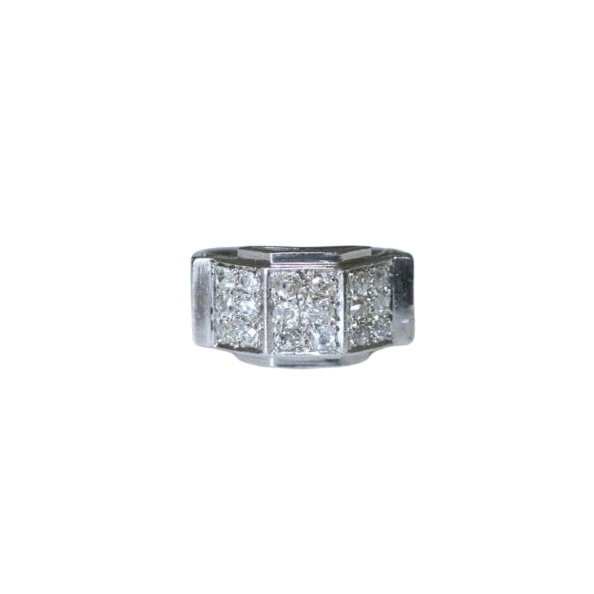 Bague Plans Art Deco Escalier Diamants sur Platine