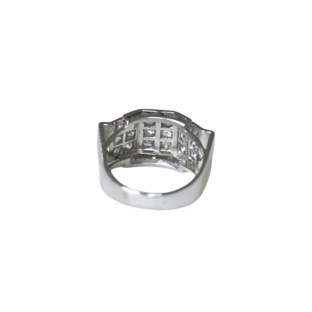 Bague Plans Art Deco Escalier Diamants sur Platine - Image 4