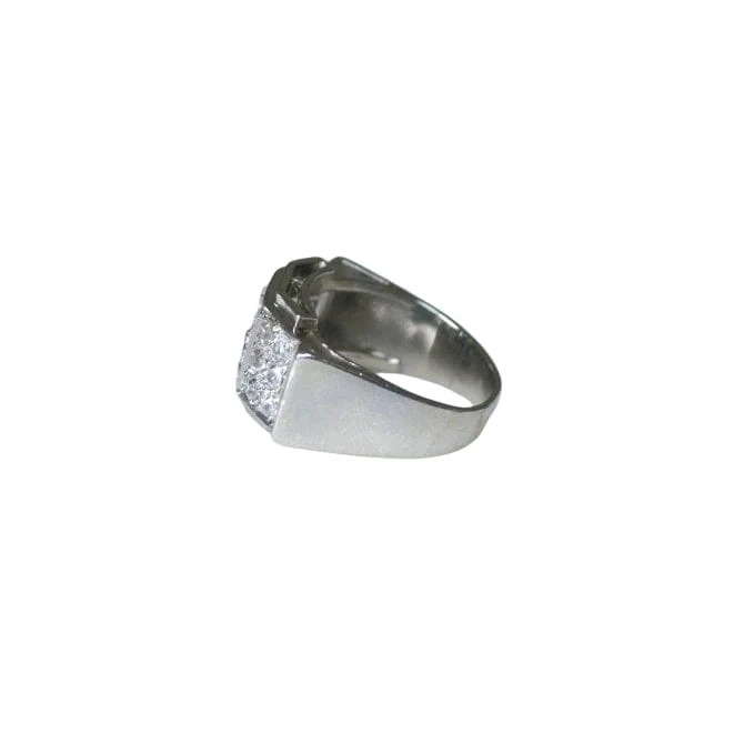 Bague Plans Art Deco Escalier Diamants sur Platine - Image 5