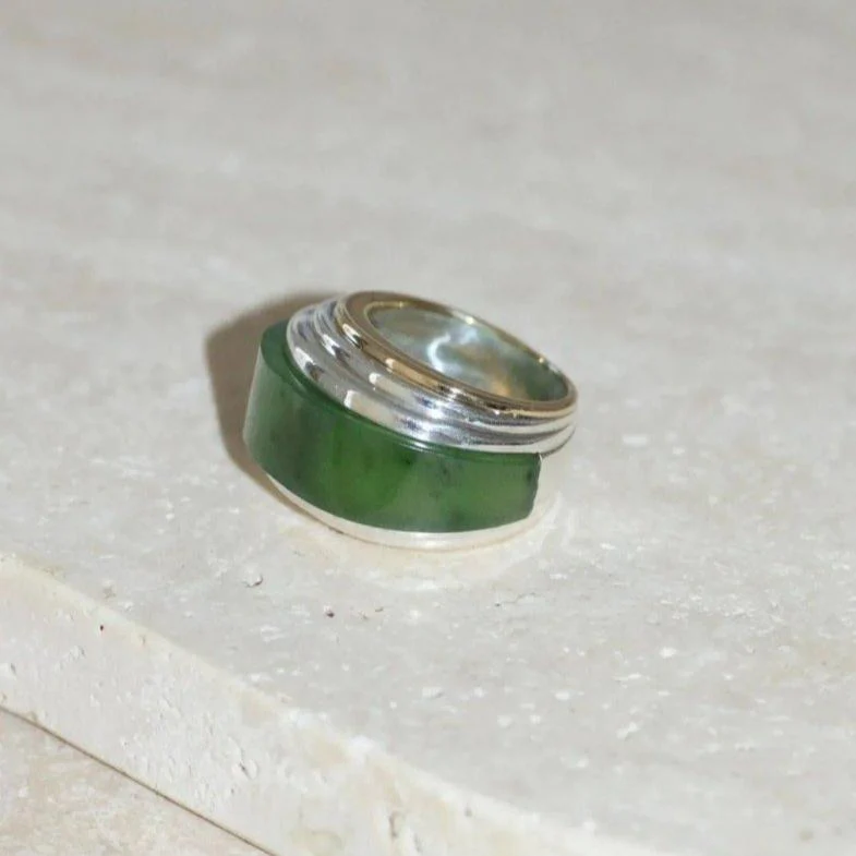 Bague Jonc Puiforcat en jade, or et argent - Image 6