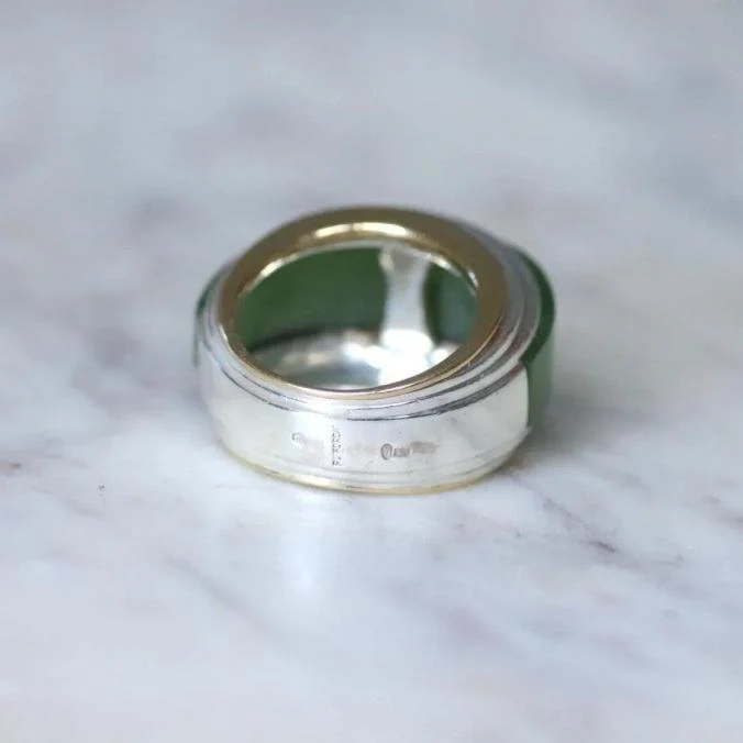 Bague Jonc Puiforcat en jade, or et argent - Image 7