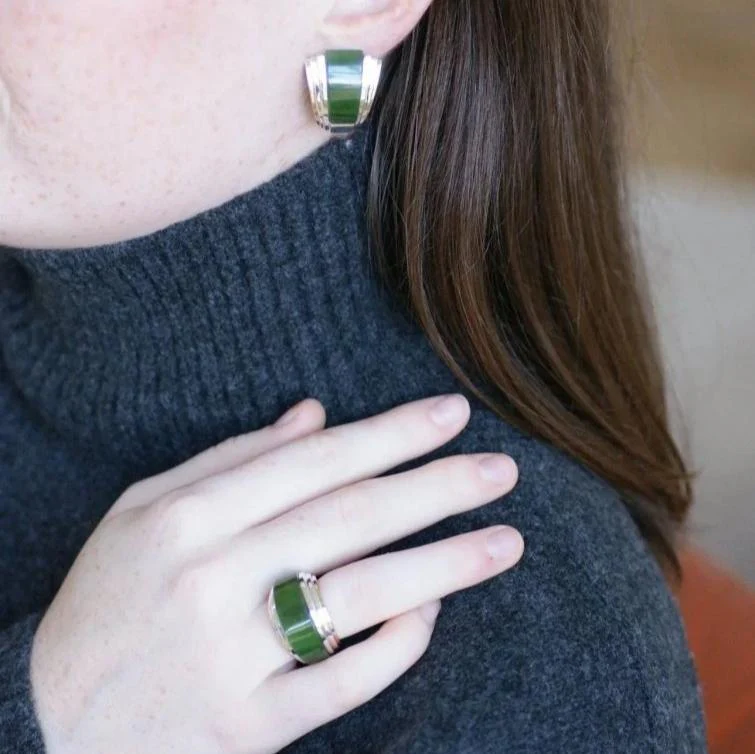 Bague Jonc Puiforcat en jade, or et argent - Image 8