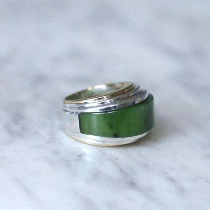 Bague Jonc Puiforcat en jade, or et argent - Image 9