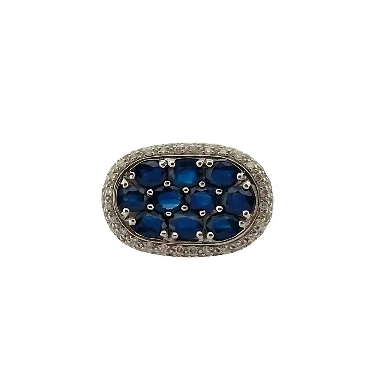 Bague Plateau en or blanc, saphirs et diamants