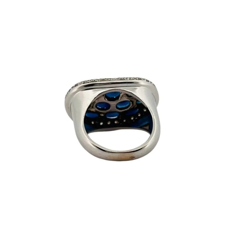 Bague Plateau en or blanc, saphirs et diamants - Image 4
