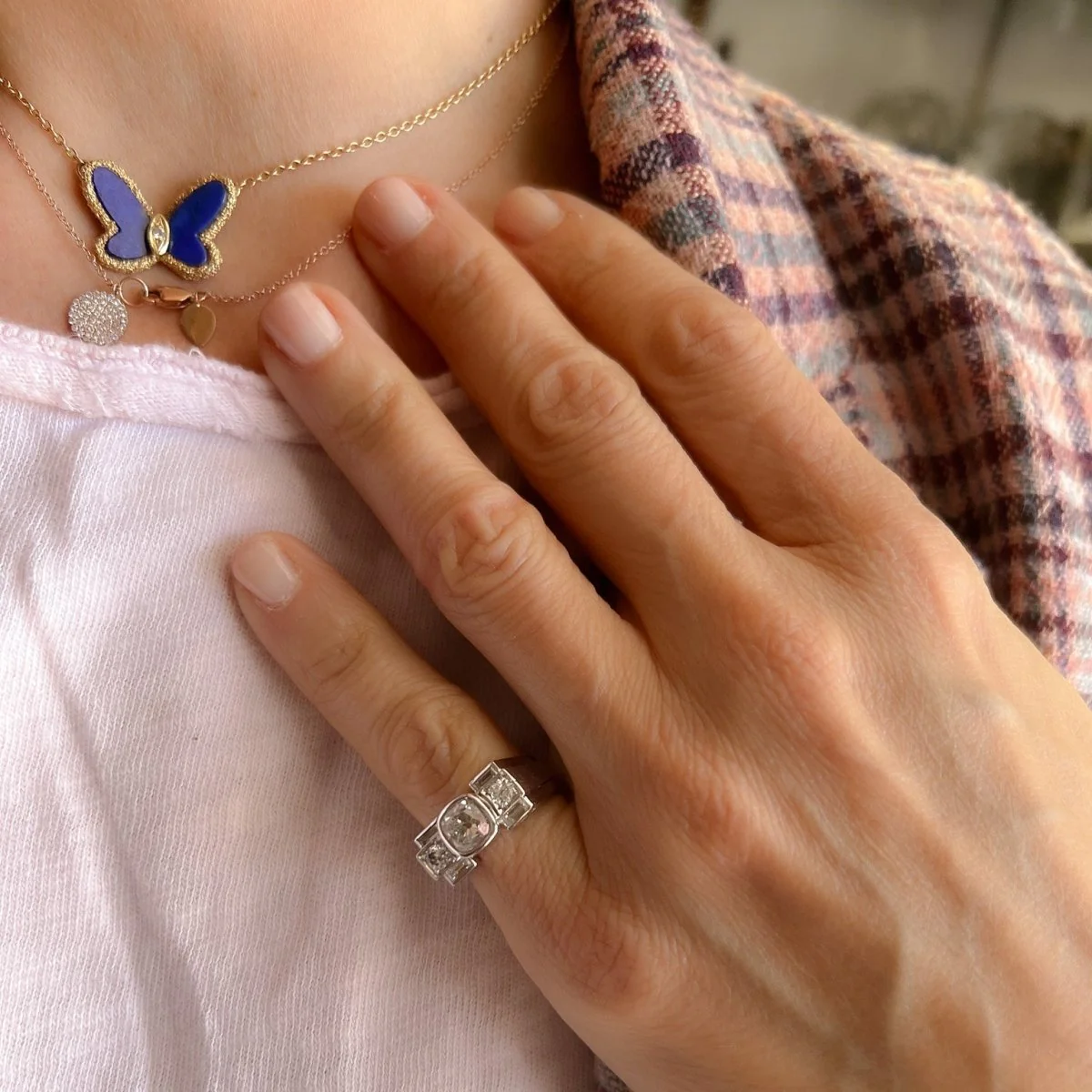 Bague en or jaune, platine et diamants - Image 2