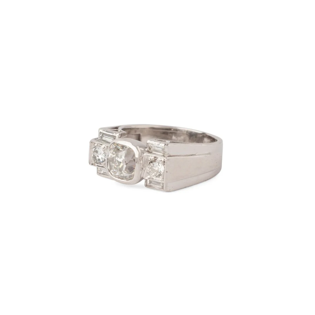 Bague en or jaune, platine et diamants - Image 3
