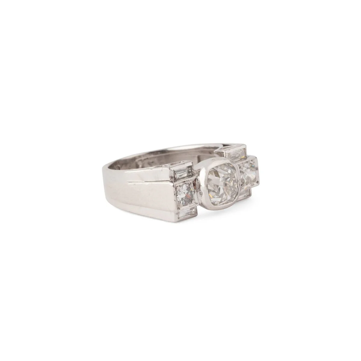 Bague en or jaune, platine et diamants - Image 9