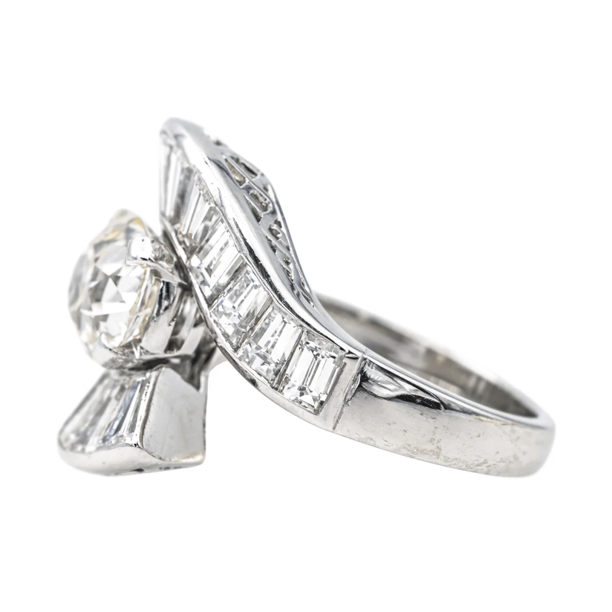 Bague Solitaire en platine et diamants - Image 4