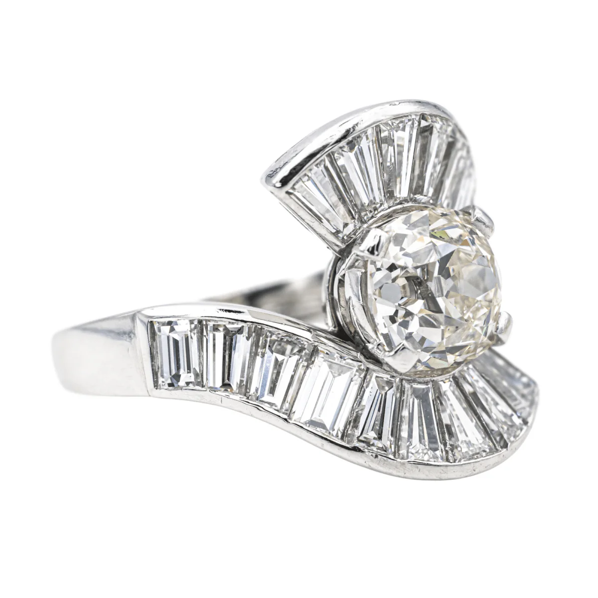 Bague Solitaire en platine et diamants - Image 5
