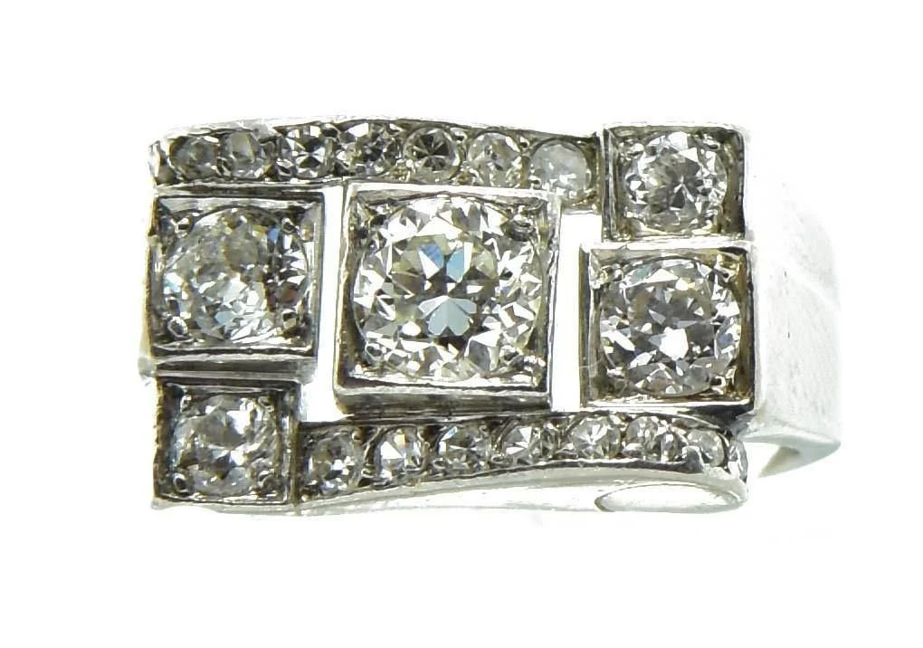 Bague platine diamant 1930 - Image 2