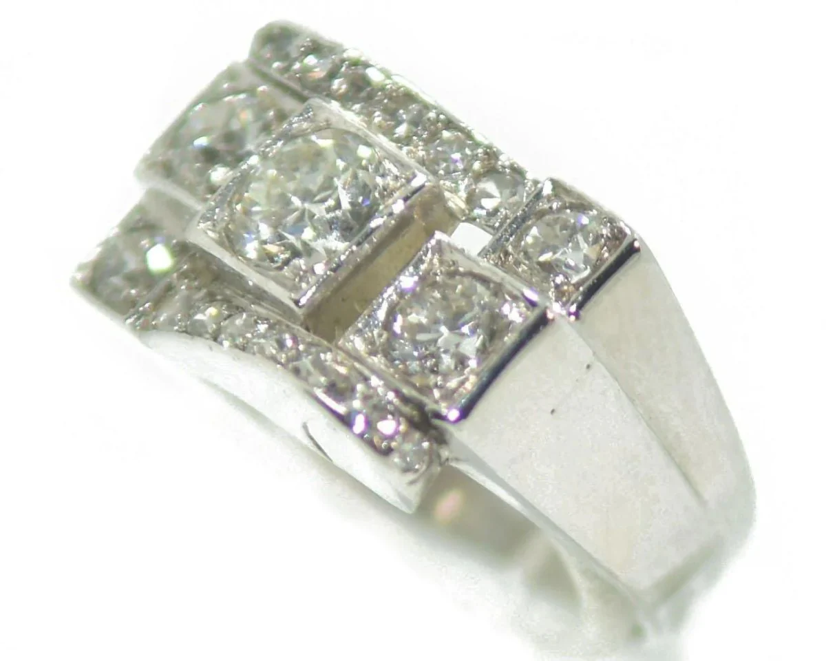 Bague platine diamant 1930 - Image 4