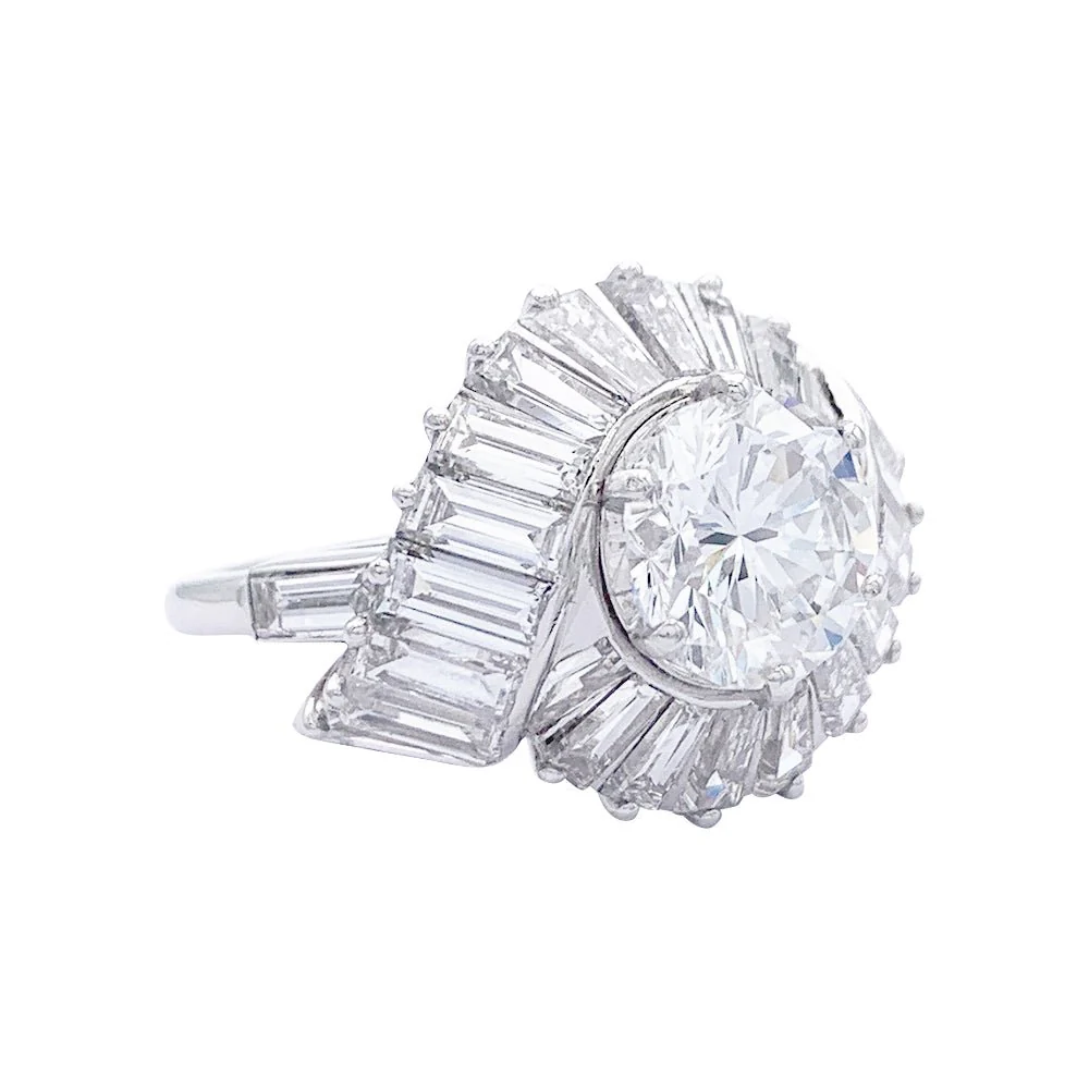 Bague Cocktail en platine et diamants - Image 5
