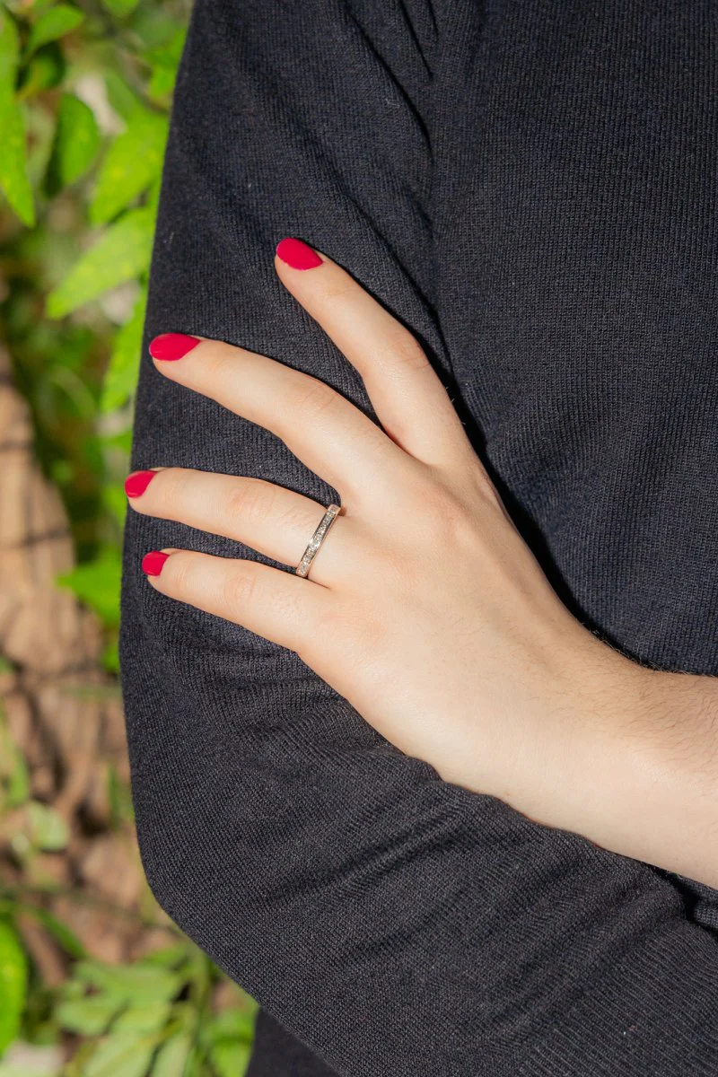 Bague Demi-Alliance Platine Diamant - Image 2