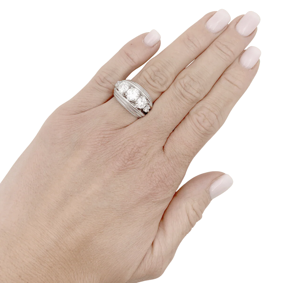 Bague Jonc en platine en diamants. - Image 2
