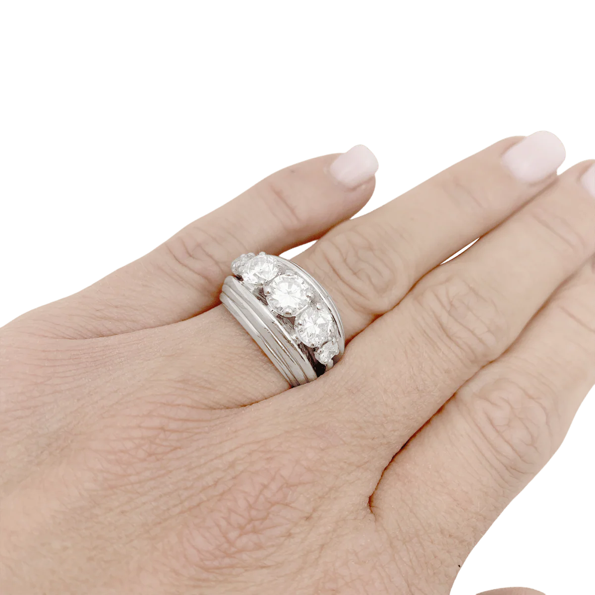Bague Jonc en platine en diamants. - Image 3