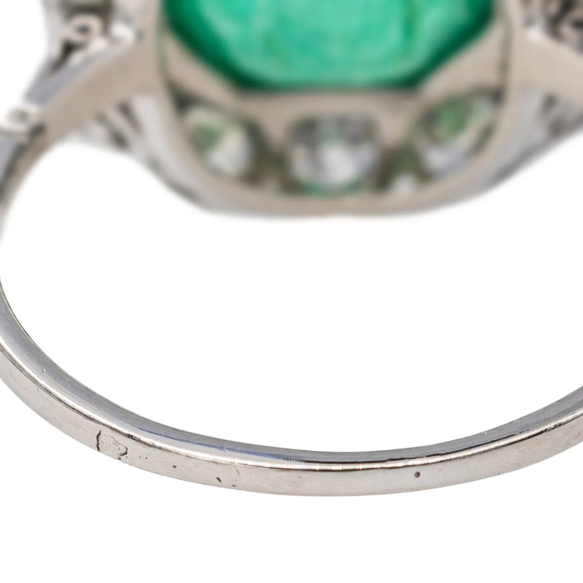 Bague Marguerite en platine, émeraude et diamant - Image 7