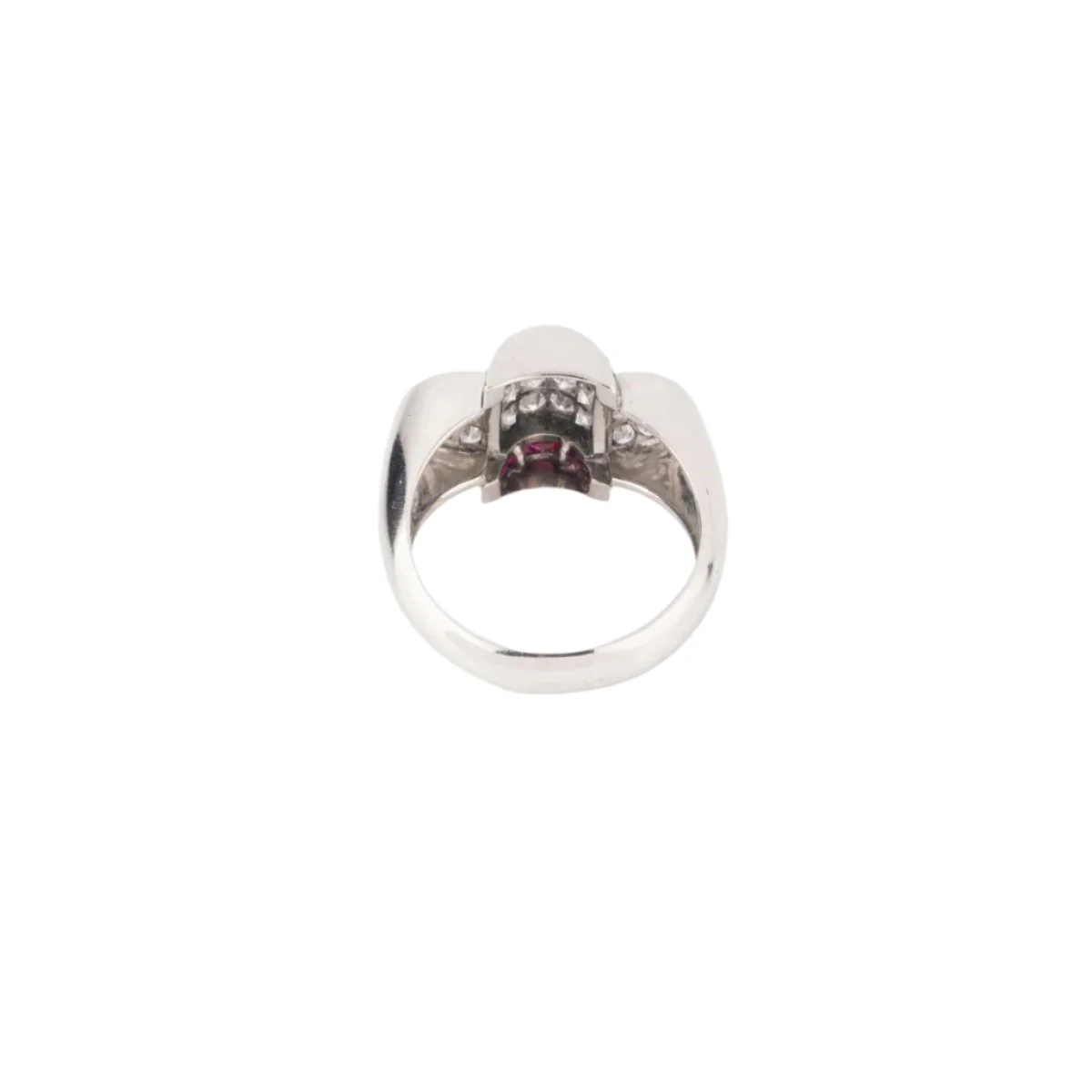 Bague Tank en platine, rubis et diamants - Image 4