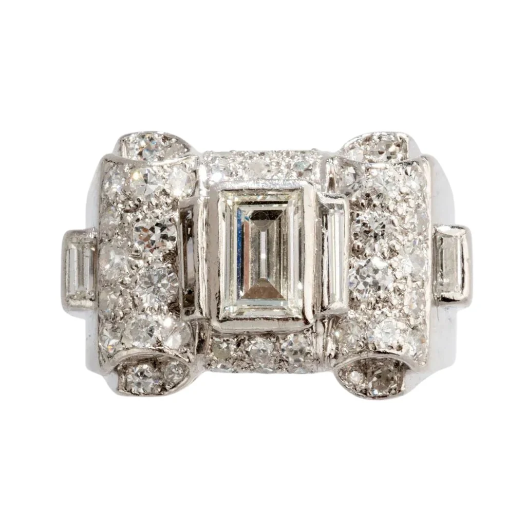 Bague platine et diamant Art Déco