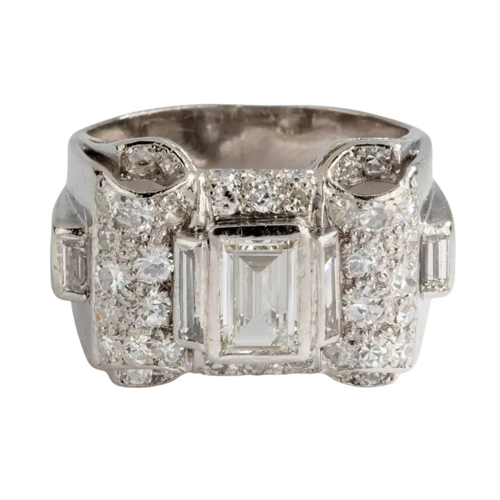 Bague platine et diamant Art Déco - Image 3