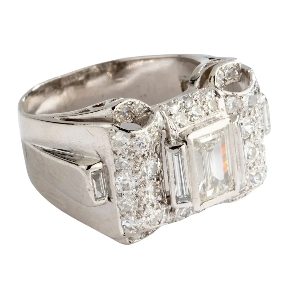 Bague platine et diamant Art Déco - Image 4
