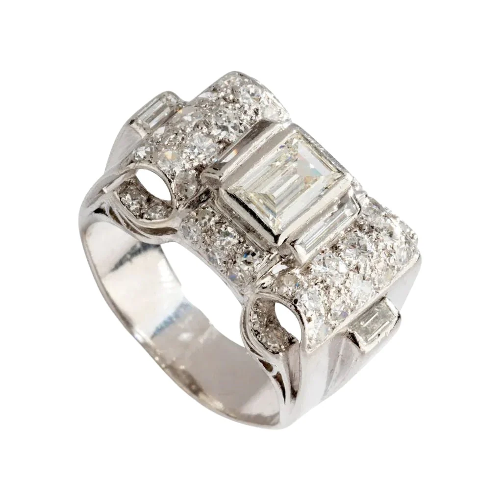 Bague platine et diamant Art Déco - Image 7